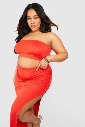 Womens Plus Bandeau And Ruched Side Split Co-ord - - 24 - boohoo - Modalova