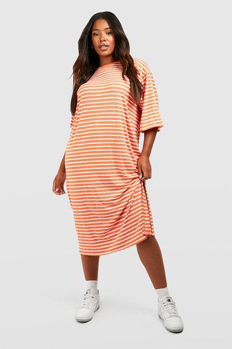 Womens Plus Jersey Stripe Midi T-shirt Dress - - 16 - boohoo - Modalova