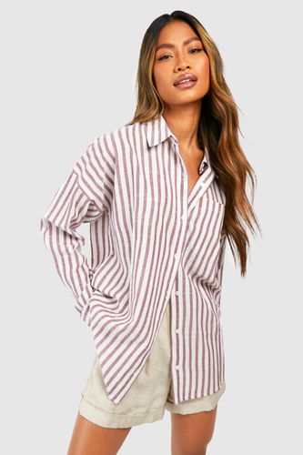 Womens Oversized Striped Shirt - - 14 - boohoo - Modalova
