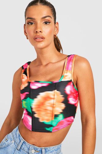 Womens Floral Bengaline Corset Top - - 16 - boohoo - Modalova