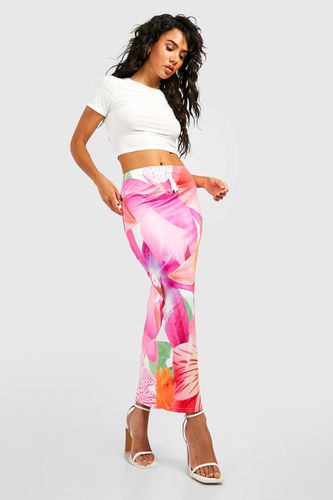 Womens Slinky Floral Midaxi Skirt - - 14 - boohoo - Modalova
