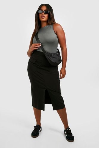 Womens Plus Pocket Detail Split Front Midi Skirt - - 20 - boohoo - Modalova