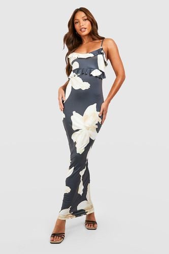 Womens Tall Large Floral Ruffle Strappy Maxi Dress - - 8 - boohoo - Modalova