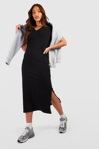 Womens Tall V Neck Cotton T-shirt Midaxi Dress - - 8 - boohoo - Modalova