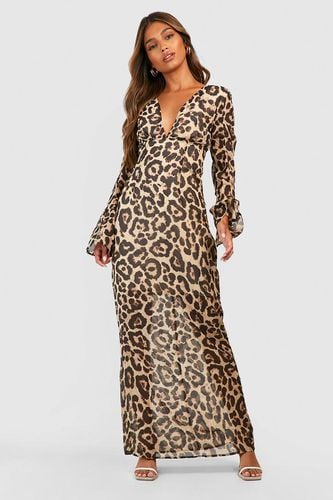 Womens Leopard Print Chiffon Maxi Dress - - 10 - boohoo - Modalova