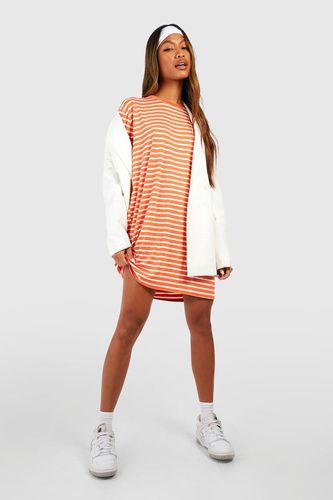 Womens Oversized Stripe T-shirt Dress - - 10 - boohoo - Modalova