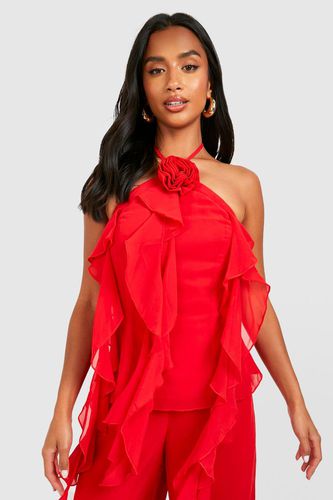 Womens Petite Rose Corsage Ruffle Cami Top - - 6 - boohoo - Modalova