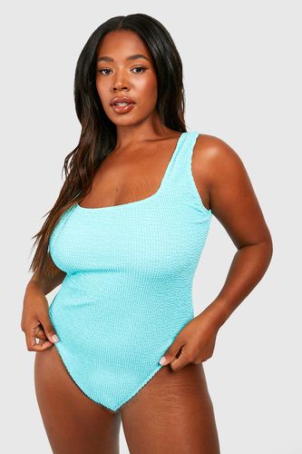 Womens Plus Crinkle Textured Scoop Swimsuit - - 18 - boohoo - Modalova