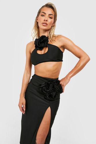 Womens Rose Corsage Ruched Beach Skirt - - M - boohoo - Modalova