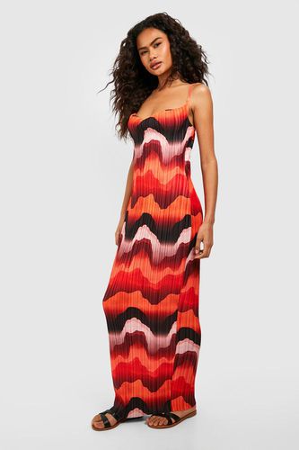 Womens Abstract Plisse Maxi Dress - - 10 - boohoo - Modalova
