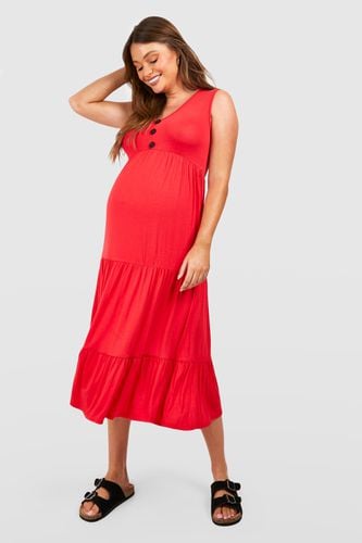 Womens Maternity Button Down Smock Midi Dress - - 8 - boohoo - Modalova