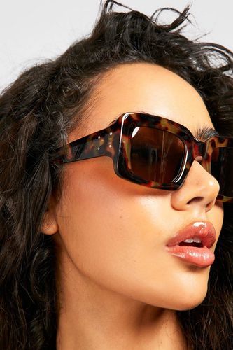 Womens Tortoise Chunky Frame Rectangle Sunglasses - - One Size - boohoo - Modalova