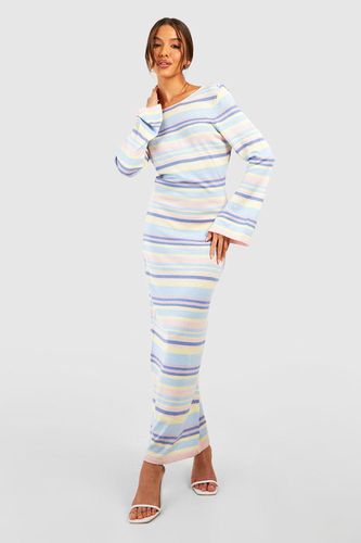 Womens Fine Gauge Scoop Back Floaty Stripe Knitted Maxi Dress - - 12 - boohoo - Modalova