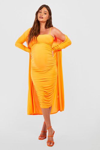Womens Maternity Square Neck Ruched Duster Dress Set - - 10 - boohoo - Modalova