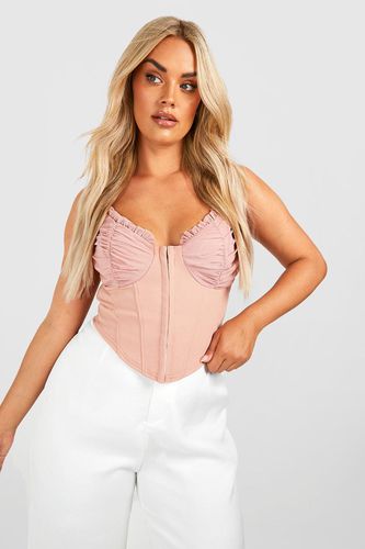 Womens Plus Hook And Eye Ruched Cup Corset Top - - 22 - boohoo - Modalova