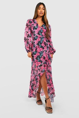 Womens Floral Chiffon Frill Detail Maxi Dress - - 16 - boohoo - Modalova