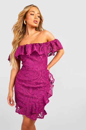 Womens Premium Lace Bardot Mini Dress - - 10 - boohoo - Modalova
