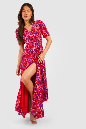Womens Floral Print Wrap Maxi Dress - - 8 - boohoo - Modalova