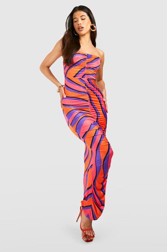 Womens Tall Bright Abstract Ripple Ruched Midaxi Dress - - 12 - boohoo - Modalova