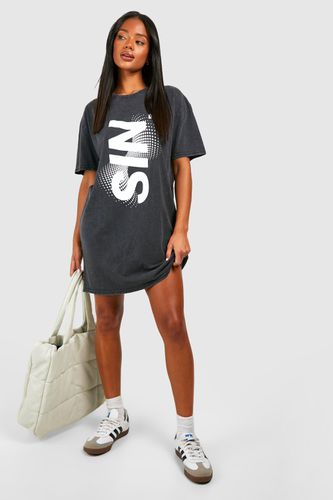 Womens Sin Slogan Lace Up Back T-shirt Dress - - 8 - boohoo - Modalova