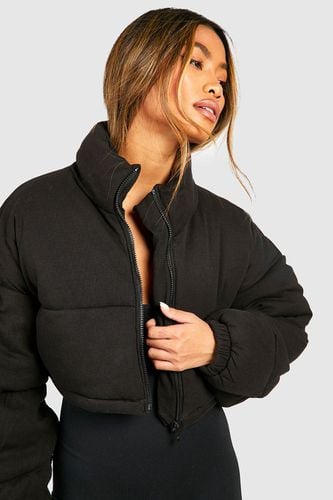 Womens Knitted Crop Puffer Jacket - - 14 - boohoo - Modalova