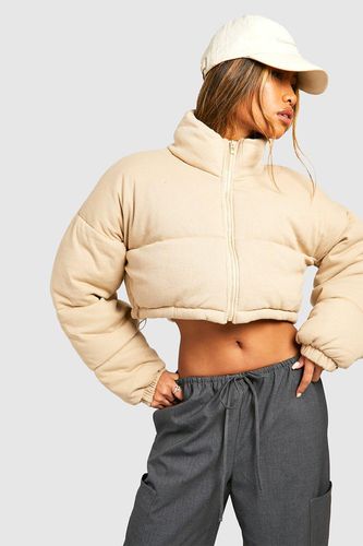 Womens Knitted Crop Puffer Jacket - - 12 - boohoo - Modalova