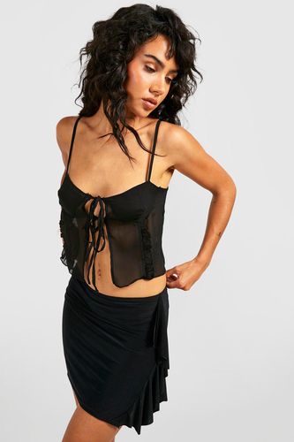 Womens Ruffle Edge Low Rise Slinky Mini Skirt - - 10 - boohoo - Modalova