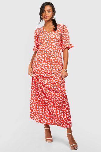 Womens Animal Print Puff Sleeve Maxi Dress - - 12 - boohoo - Modalova