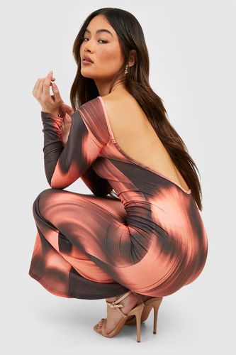 Womens Abstract Print Scoop Back Maxi Dress - - 18 - boohoo - Modalova