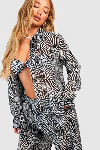 Womens Zebra Chiffon Beach Shirt - - M - boohoo - Modalova