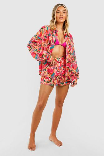 Womens Abstract Shirt & Short Beach Co-ord - - S - boohoo - Modalova