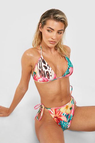 Womens Tropical Animal Tie Side Bikini Brief - - 6 - boohoo - Modalova