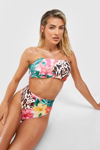Womens Tropical Animal High Waisted Bikini Brief - - 6 - boohoo - Modalova