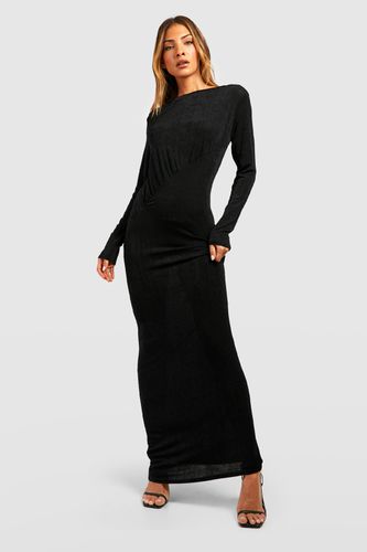 Womens Textured Slinky Rouched Maxi Dress - - 10 - boohoo - Modalova