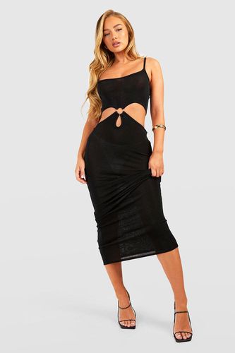 Womens Textured Slinky Ring Detail Cut Out Maxi Dress - - 18 - boohoo - Modalova