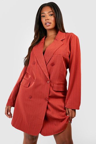 Womens Plus Premium Pinstripe Oversized Blazer Dress - - 16 - boohoo - Modalova