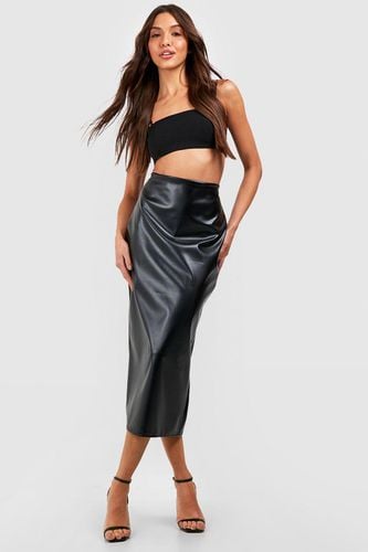 Womens Leather Look Split Back Tube Midaxi Skirt - - 10 - boohoo - Modalova