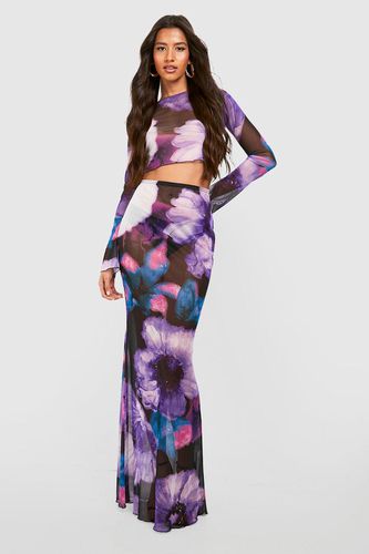Womens Tall Floral Mesh Maxi Skirt - - 10 - boohoo - Modalova
