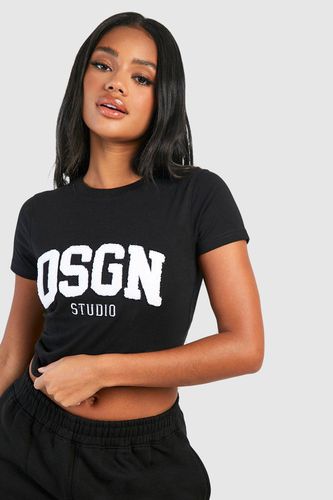 Womens Dsgn Studio Towelling Applique Fitted T-shirt - - 14 - boohoo - Modalova