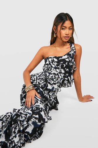 Womens Chiffon Printed One Shoulder Maxi Dress - - 10 - boohoo - Modalova