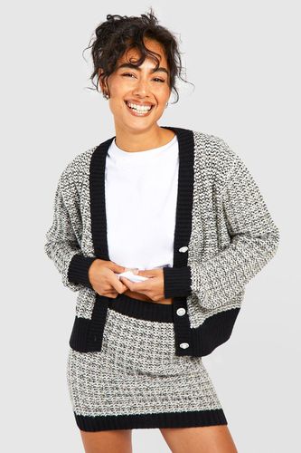 Womens Boucle Pocket Detail Knitted Mini Skirt - - L - boohoo - Modalova