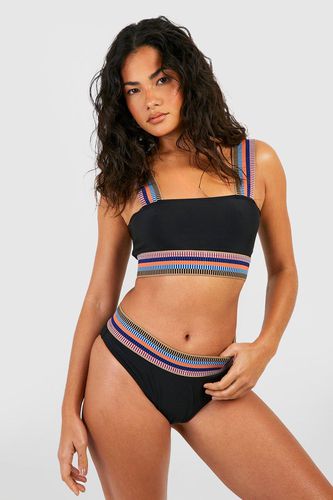 Womens Stripe Tape Strappy Bikini Top - - 10 - boohoo - Modalova
