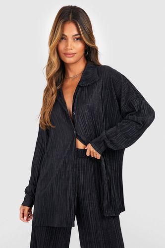 Womens Plisse Oversized Relaxed Fit Shirt - - 14 - boohoo - Modalova