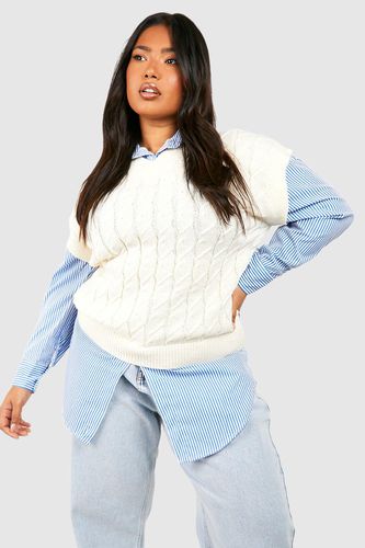 Womens Plus Knitted Vest Stripe Shirt Jumper - - 16-18 - boohoo - Modalova