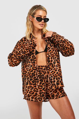 Womens Leopard Shirt & Skirt Beach Co-ord - - S - boohoo - Modalova