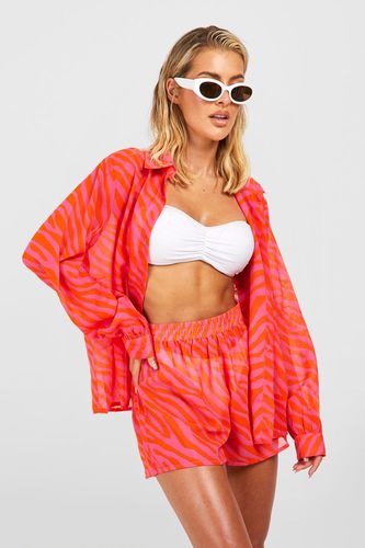 Womens Zebra Shirt & Short Beach Co-ord - - M - boohoo - Modalova