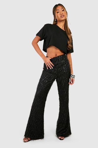 Womens Sequin Fringed Flared Trousers - - 8 - boohoo - Modalova