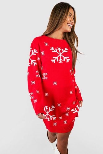 Womens Snowflake Christmas Jumper Dress - - L - boohoo - Modalova
