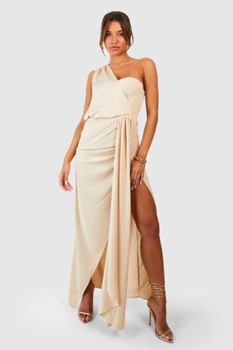 Womens Satin Drape One Shoulder Maxi Dress - - 16 - boohoo - Modalova