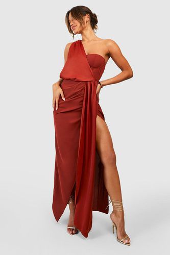 Womens Satin Drape One Shoulder Maxi Dress - - 16 - boohoo - Modalova